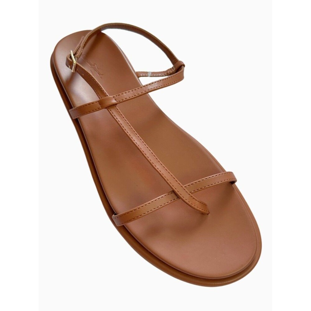 Universal Thread T-strap Minimalist Flat Sandals Brown/ Cognac Size 11- NWOT